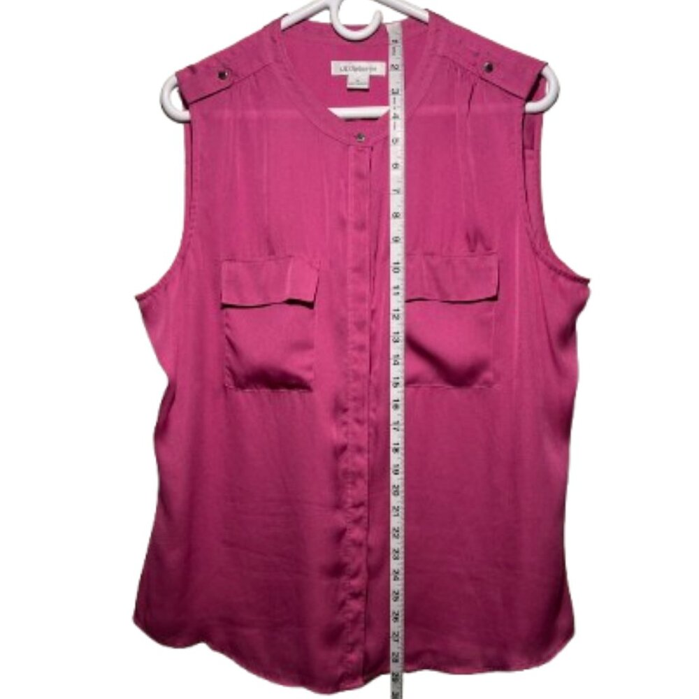 💗 Liz Claiborne Sleeveless Blouse – Magenta Pink Button Front Top (XL) 💗 - Picture 6 of 8